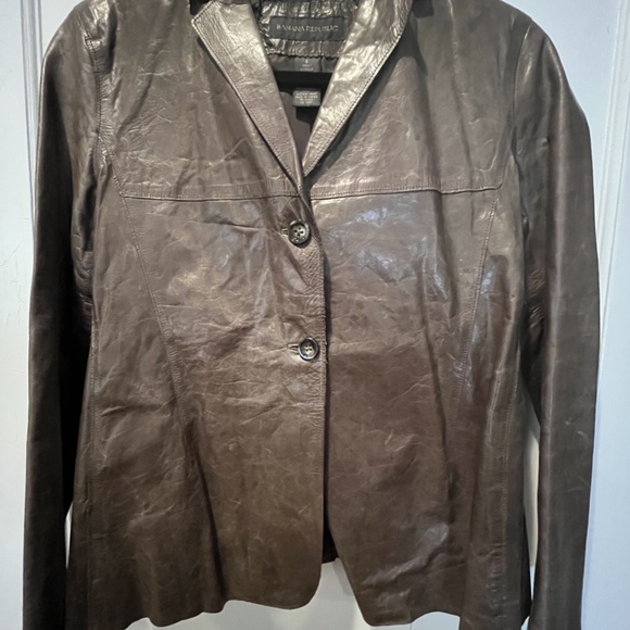 Banana Republic Taupe Leather Jacket - Size 6 - Picture 3 of 5